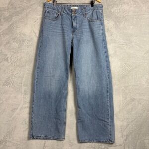 Levis Superlow Wide Leg Jeans Light Wash Blue 100% Cotton W34 L32 A7498-0019
